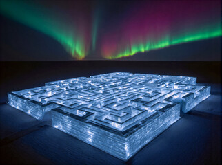 aurora visible at the end of the maze