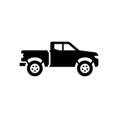Racing truck glyph icon. Truck black solid illustration.