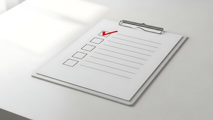 Checklist form with red pencil ready for marking isolated on transparent