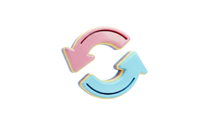 3D Render of Colorful Recycling Arrows on White Background