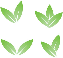 Green Leaves Icon Set Illustration Isolated on White Background