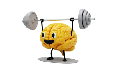 Cartoon Brain Lifting Weights