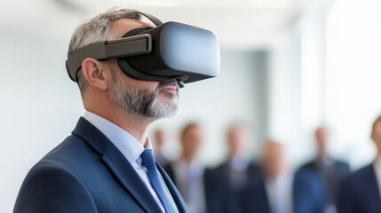 Businessman Wearing VR Headset at Meeting,Virtual Reality, Metaverse