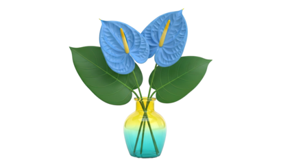 Blue Anthurium Flowers in a Gradient Vase