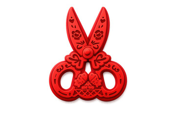 Intricate chinese paper cut art design with vibrant red scissors for cultural decor