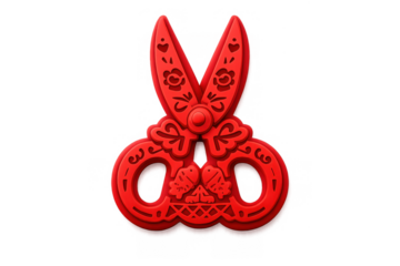 Intricate chinese paper cut art design with vibrant red scissors for cultural decor