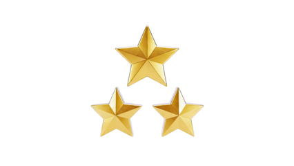 Three Golden Stars on White Background