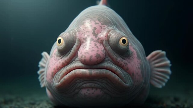 Ugly Blobfish Face Close-Up Underwater HD Footage