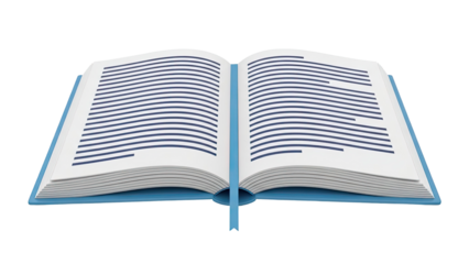 Open Blue Hardcover Book with Lined Pages