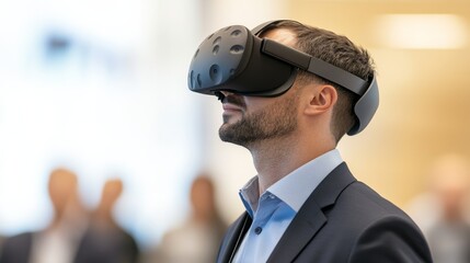 Man Immersed in VR, Futuristic Experience, Technology , Metaverse
