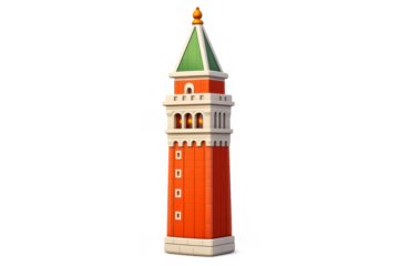 Campanile cartoon icon design for travel posters and souvenirs