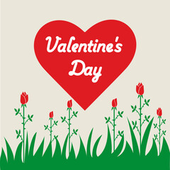 Valentines Day card with heart and roses