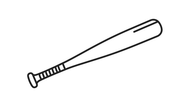 Simple black and white illustration of a baseball bat line art silhouette