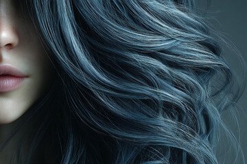 Naklejka premium Curly grey hair sways softly against a neutral background in a calm setting Generative AI