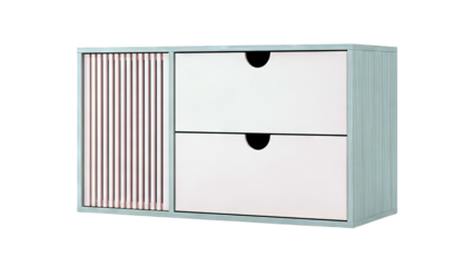 Pink and Gray Two-Drawer Storage Cabinet with Slatted Side