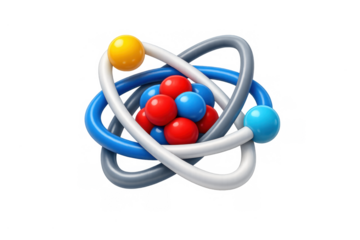 Colorful atomic structure icon for educational and science design
