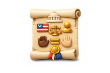 Citizenship icon featuring justice symbols, equality, and diversity elements for design projects