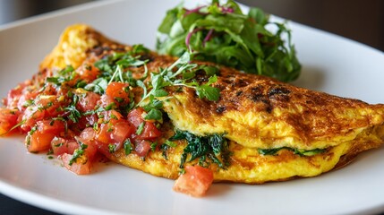 Omelette served without any garnish, pure form photography