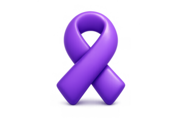 Purple ribbon icon for awareness and support themes
