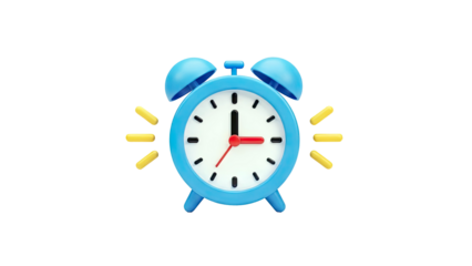 Blue alarm clock with ringing sound effects