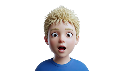 Surprised cartoon boy with blond spiky hair