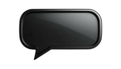 Fototapeta premium A glossy, 3D-rendered black speech bubble with rounded corners and a shadow on a dark background