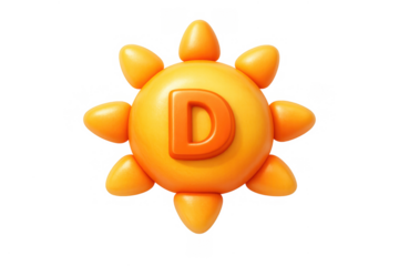 Bright sun icon with letter d for summer design concepts and creative projects