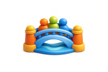 Vibrant unity concept with bridge and colorful figures for icon design