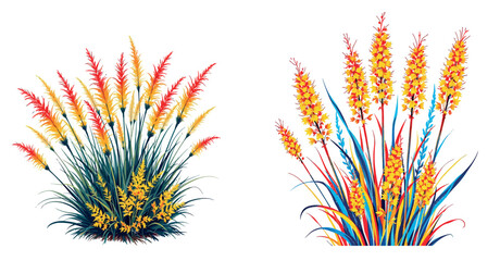 Vsai abstract colorful botanical garden plants illustration