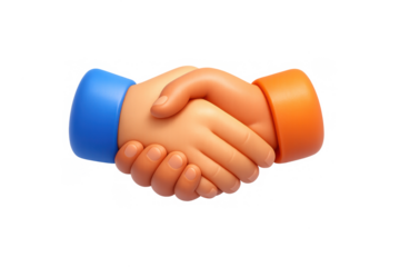 Unity and teamwork conceptual illustration with handshake in vibrant colors