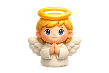Heavenly halo icon with cute angelic figure and glowing aura for spiritual and holiday theme designs