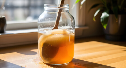 Sunlit Homemade Kombucha Fermentation