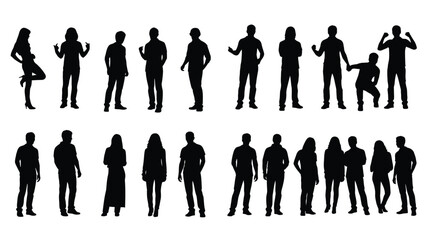 Collection of diverse human figures in black silhouette