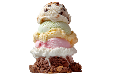 a stack of ice creams sitting on top of a cookie