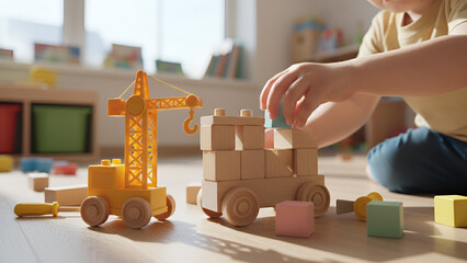 Creative childhood play with wooden blocks and toy vehicles: learning through imaginative construction

