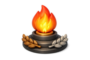 Eternal flame icon with laurel wreaths for commemorative design and symbolic art