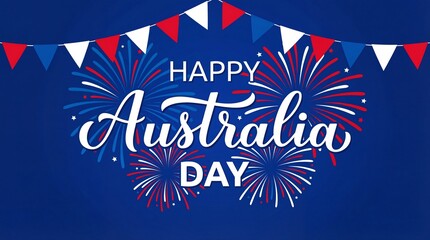 Vibrant Australia Day Celebration with Fireworks and Bunting