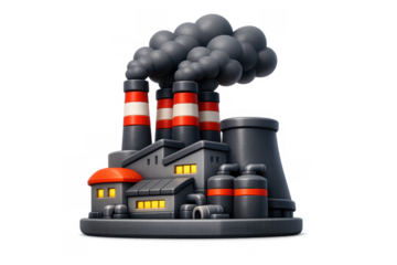 Cartoon factory with emissions: industrial pollution theme for environmental awareness design