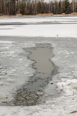 The ice-hole in the frozen lake