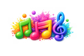 Vibrant music festival theme with colorful notes for creative design