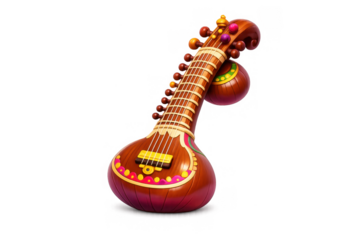 Colorful sitar icon illustration for music and art design projects