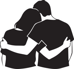 Couple embracing silhouette