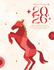 Happy New Year 2026 Horse Graphic Set&ndash; Abstract Geometric Pattern Style