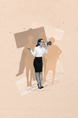 Creative artwork template sketch image collage of demonstration strike leader power opinion banner...