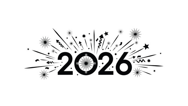 Festive new year celebration with sparkling fireworks and the year 2026