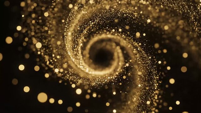 Golden swirling vortex of particles background animation