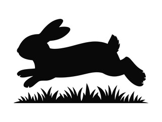 Jumping Rabbit Silhouette Vector Illustration Isolated on White Background