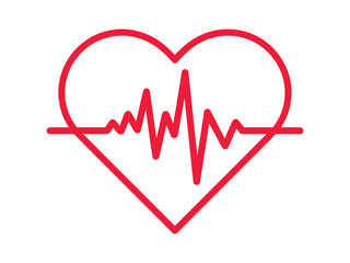 Red Heartbeat Line Inside Heart Shape Medical Love Vector Icon