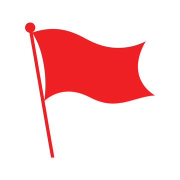 Red Flag Icon Waving Warning Signal Banner Symbol Illustration Isolated on White Background