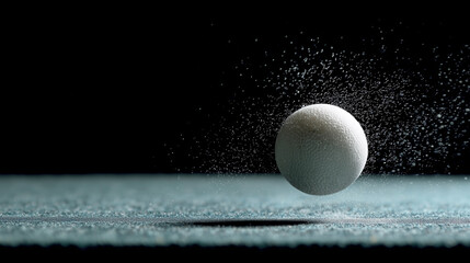 A white ball is in the air